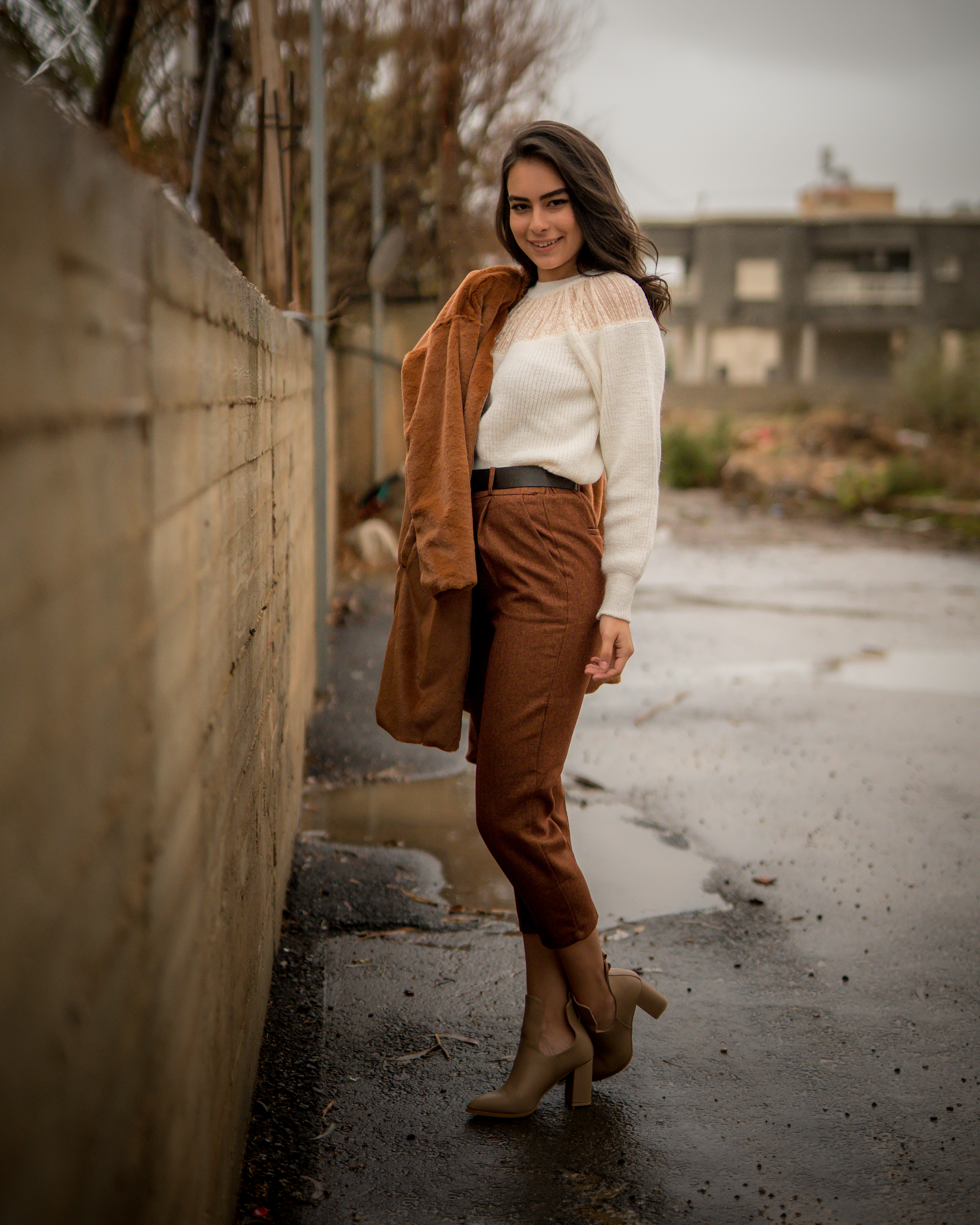Cream Sweater & Rust Trousers (Alt)