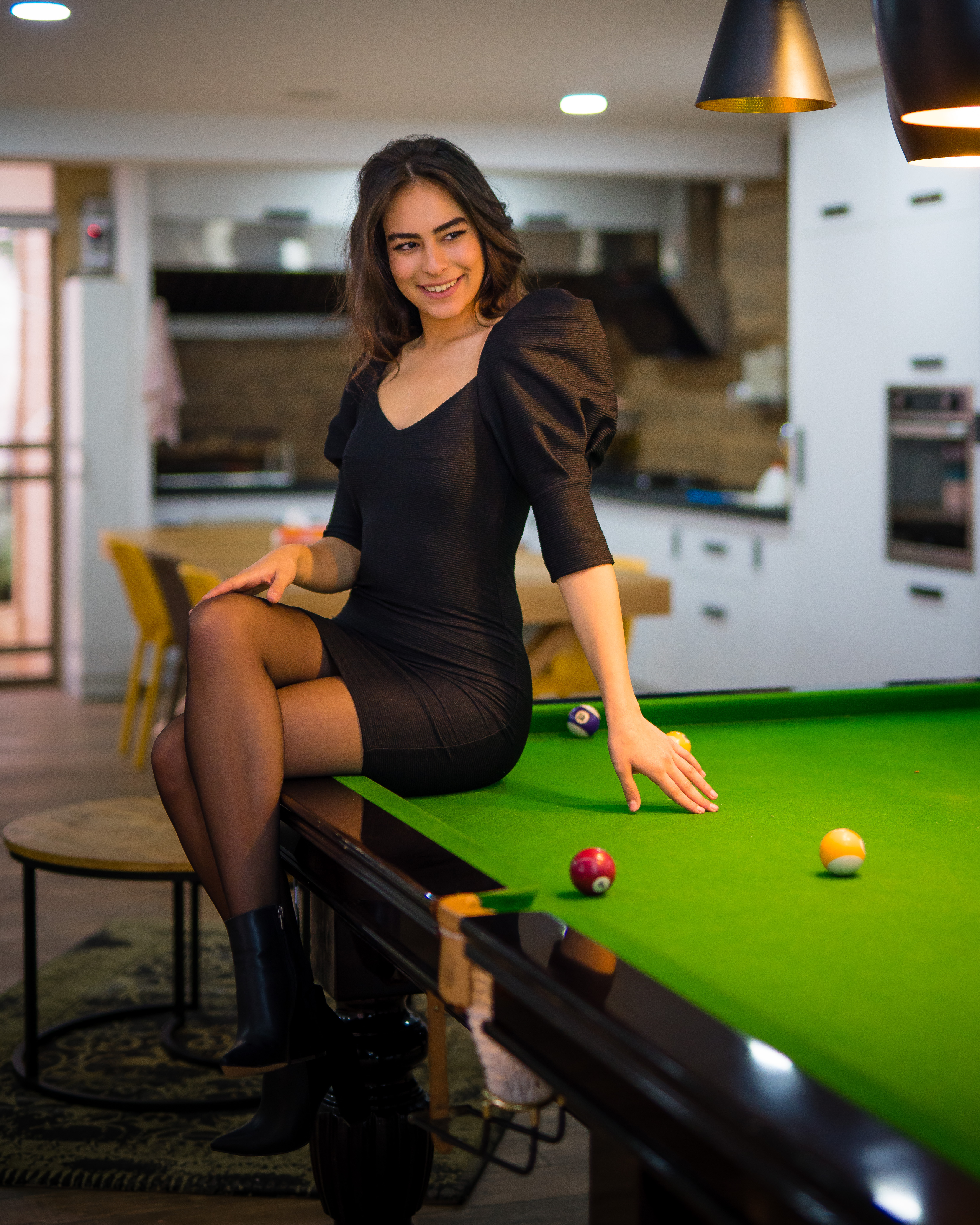 Black Mini Dress with Puffed Sleeves